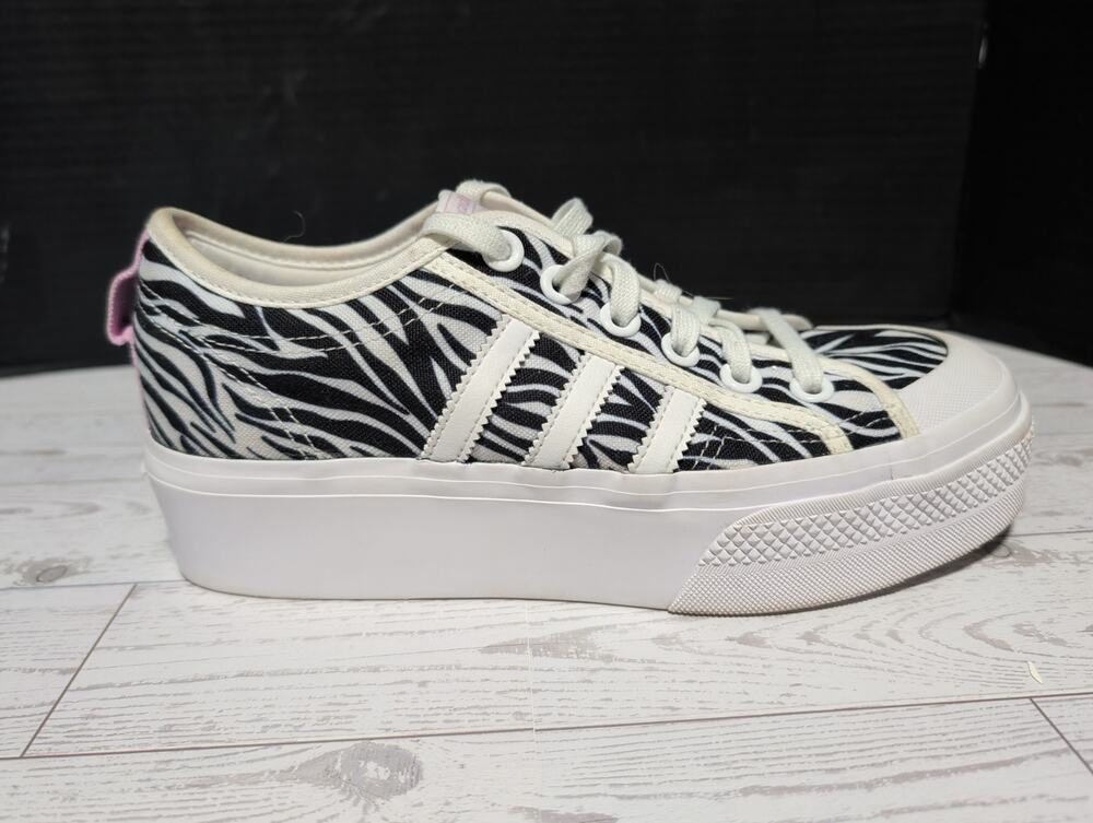Adidas Nizza Platform Zebra Print Lace-Up Low Top Sneaker Women Size 7.5